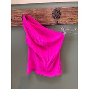 Jay Godfrey One Shoulder Drape Top  Going‎ Out Top Hot Pink Silk Size 2
